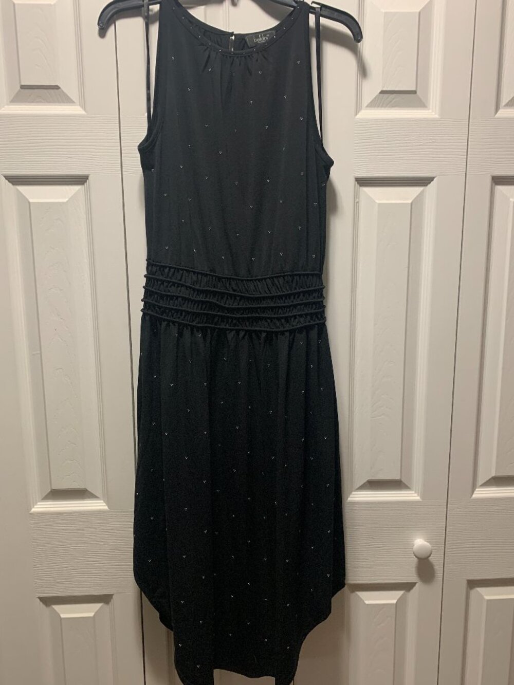 Belldini Spinster Style Size Small Petite Long Black Dress with Metal Dots New